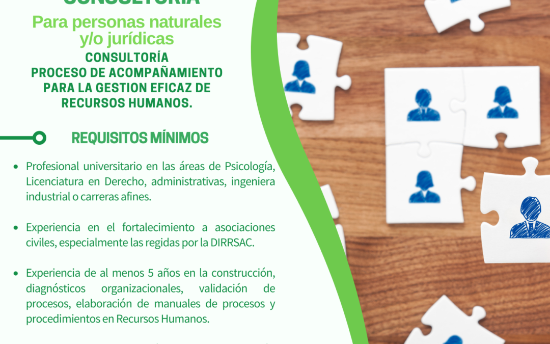 CONSULTORÍA PROCESO DE ACOMPAÑAMIENTO A LA RED DE INSTITUTOS TECNICOS COMUNITARIOS (RED ITC) PARA LA GESTION EFICAZ DE SUS RECURSOS HUMANOS.